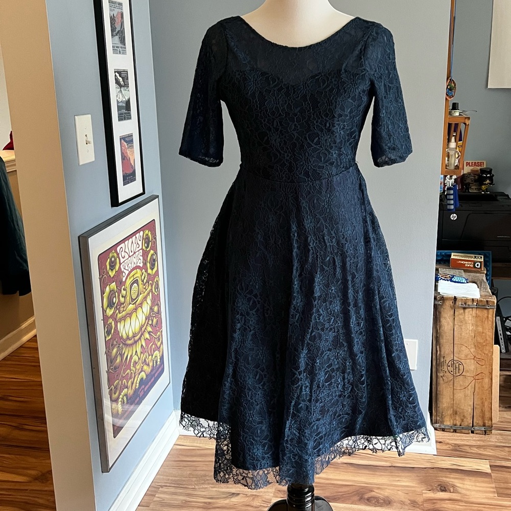 Vintage Navy Lace Swing dress 1950’s style